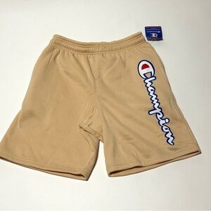 Champion Men’s Beige Logo Shorts Size L NWT Athletic Streetwear With pockets